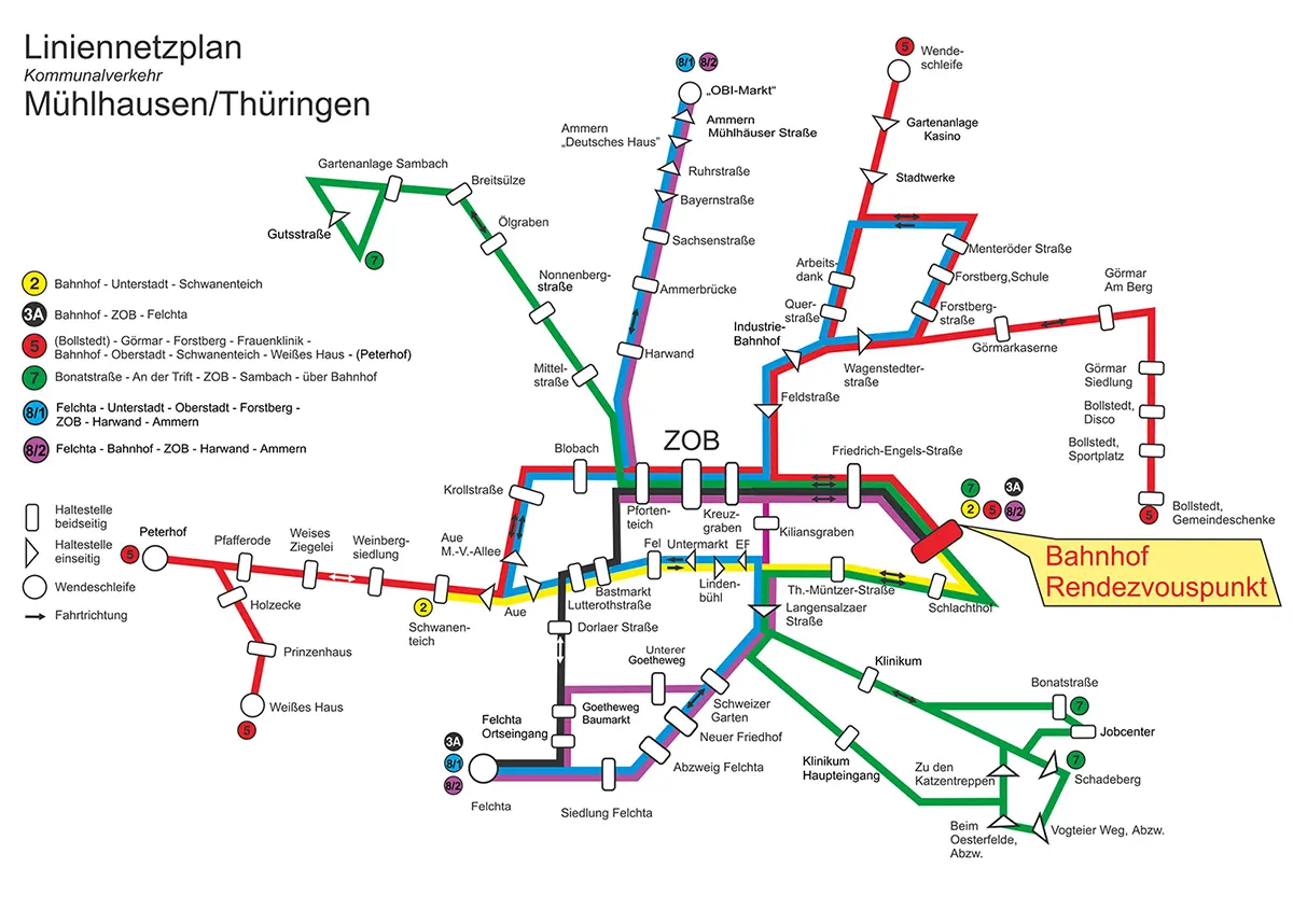 Liniennetzplan Stadtverkehr Mühlhausen